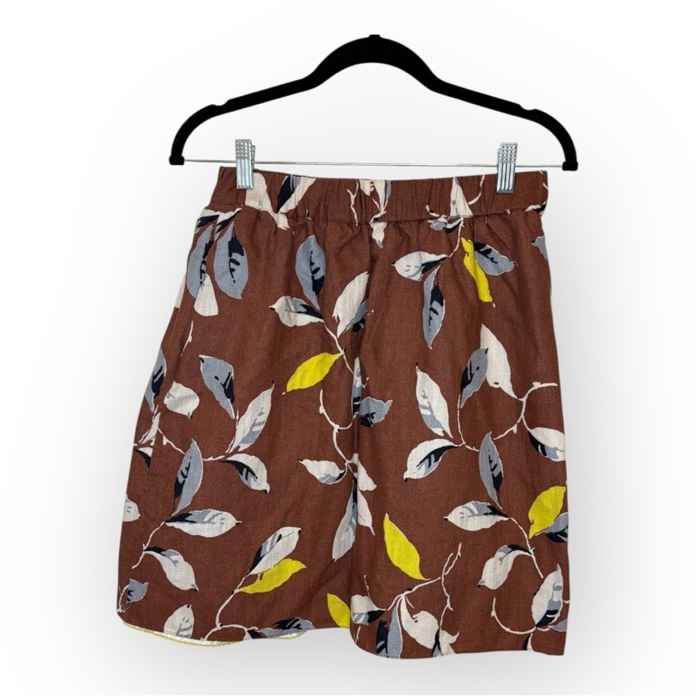 Boden Brown Leaf Print A-Line Skirt Retro Mod Classic Preppy Size 4 (Small)